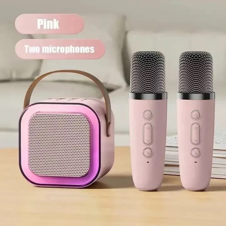 K Caixa de som sem fio com microfone Karaokê, Mini Alto-falante Bluetooth portátil de Karaoke com / Microfone