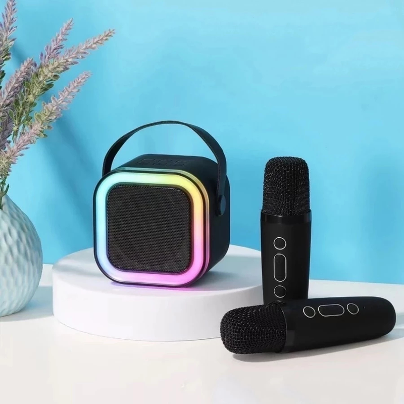 K Caixa de som sem fio com microfone Karaokê, Mini Alto-falante Bluetooth portátil de Karaoke com / Microfone